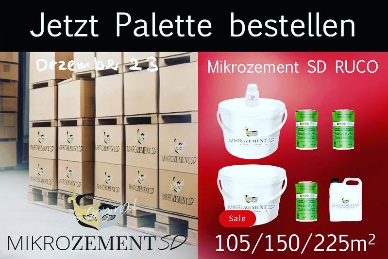 Mikrozement SD Palette PRO oder RUCO in 105,150,225 m² direkt ab Lager - MENGEN ANGEBOT EINMALIG